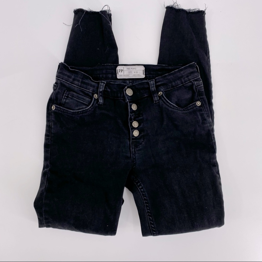 Free people high waisted black skinny jeans